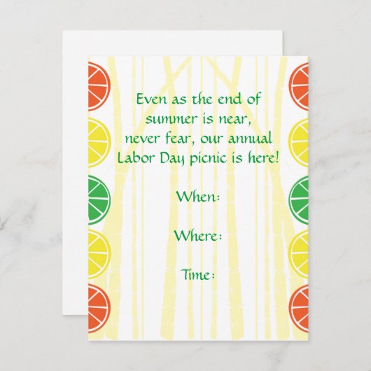 柑橘類のタケのパーティの招待状 招待状 (正面/裏面)