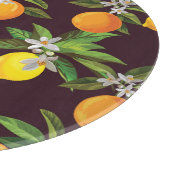 柑橘類のパターン、ヴィンテージレモンのオレンジ。 カッティングボード (角)