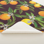 柑橘類のパターン、ヴィンテージレモンのオレンジ。 シェルパブランケット (3/4)