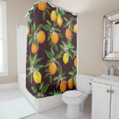 柑橘類のパターン、ヴィンテージレモンのオレンジ。 シャワーカーテン (インサイチュ)
