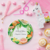 柑橘類のブライダルシャワーのお茶会オレンジレモン葉 ペーパープレート (パーティー)