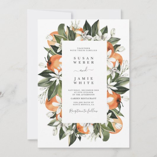 柑橘類のミカン結婚ズ 招待状 (正面)