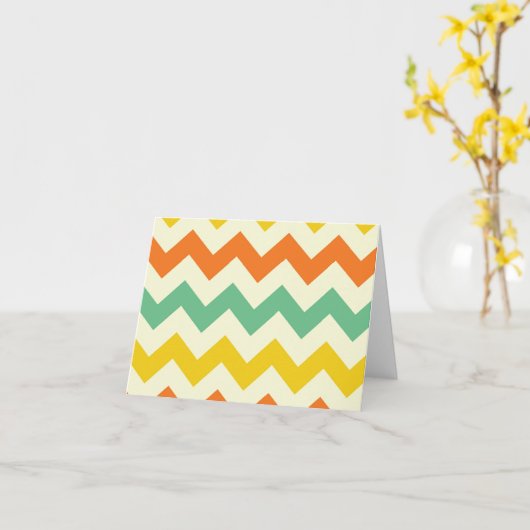 柑橘類のライムグリーンのオレンジ黄色のシェブロンのジグザグ形 カード (黄色い花)
