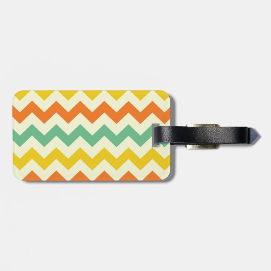柑橘類のライムグリーンのオレンジ黄色のシェブロンのジグザグ形 ラゲッジタグ (裏面横)