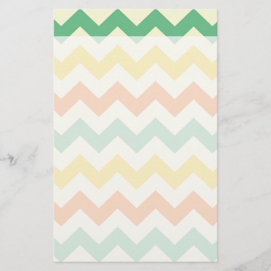 柑橘類のライムグリーンのオレンジ黄色のシェブロンのジグザグ形 便箋 (正面)