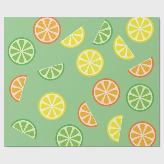 柑橘類の切れのかわいいフルーツの第1誕生日 ラッピングペーパー (フラット)