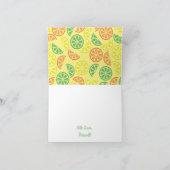 柑橘類の切れのフルーツは第1誕生日カード感謝していしています カード (内部)