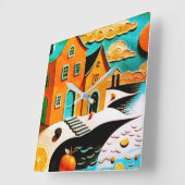 柑橘類の夢風景 スクエア壁時計 (傾斜)