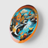 柑橘類の夢風景 ラウンド壁時計 (傾斜)