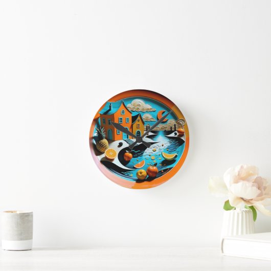 柑橘類の夢風景 ラウンド壁時計 (ホーム)