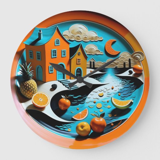 柑橘類の夢風景 ラージ壁時計 (正面)