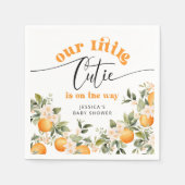 柑橘類の小さなかわいこちゃんの赤ちゃんシャワーオレンジ スタンダードカクテルナプキン (正面)