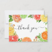 柑橘類の小さなかわいこちゃんベビーシャワー サンキューカード (正面)