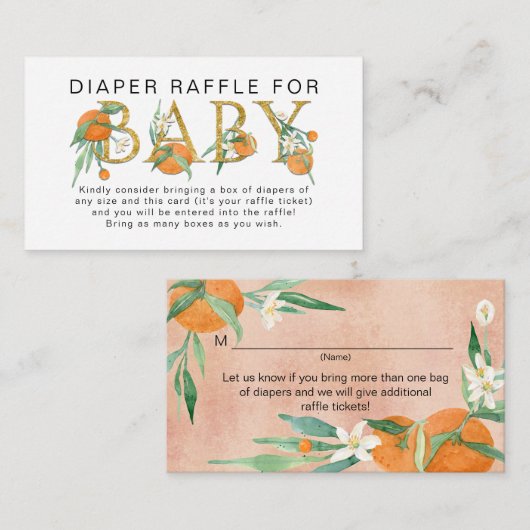 柑橘類の少しかわいこちゃん水の色おむつラッフルエンク エンクロージャーカード (正面/裏面)