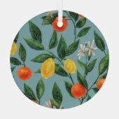 柑橘類の枝:水彩装飾パターン ガラスオーナメント (裏面)