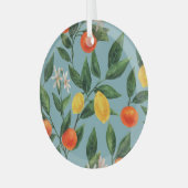 柑橘類の枝:水彩装飾パターン ガラスオーナメント (正面左)