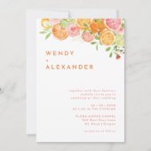 柑橘類の水彩詳細結婚すべて 招待状 (正面)