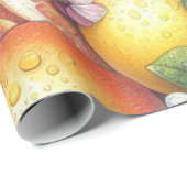 柑橘類の水色オレンジフルーツ植物夏 ラッピングペーパー (ロールコーナー)