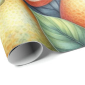 柑橘類の水色オレンジフルーツ植物夏 ラッピングペーパー (ロールコーナー)