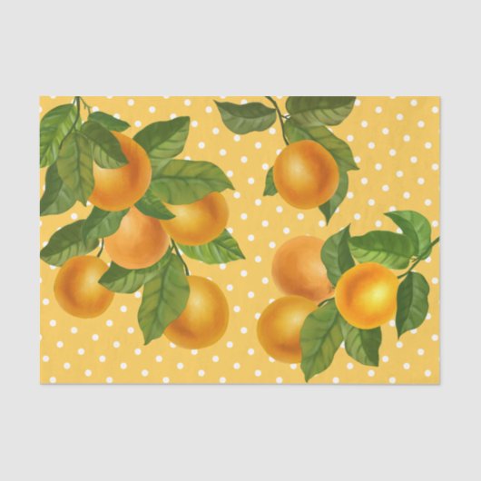 柑橘類の淡水色のドット模様 薄葉紙 (正面)