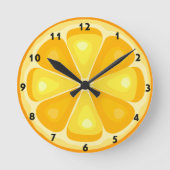 柑橘類の熱帯夏の果実オレンジレモンのスライス ラウンド壁時計 (正面)