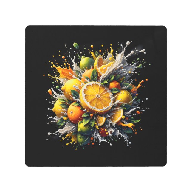 柑橘類の爆発 メタルプリント (正面)