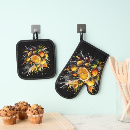 柑橘類の爆発 鍋つかみ&鍋敷きセット (インサイチュ (吊り下げ))