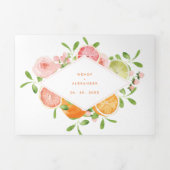 柑橘類の結婚水彩一色 三つ折り招待状 (カバー)