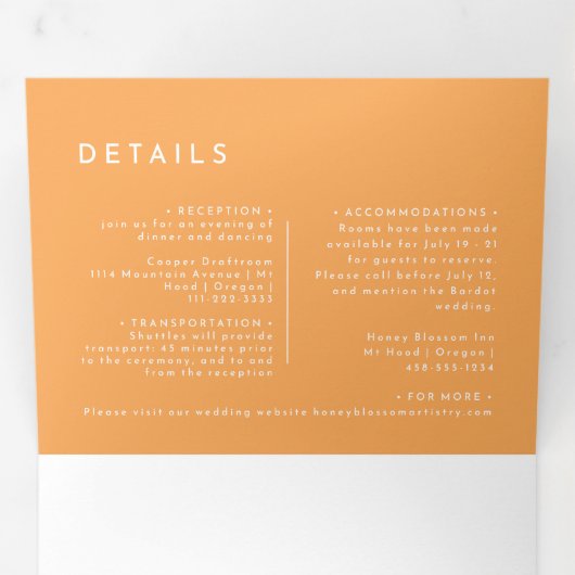 柑橘類の結婚水彩一色 三つ折り招待状 (内部最初)