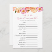 柑橘類の花開花ブライダルワードスクランブルゲームカード 招待状 (正面/裏面)