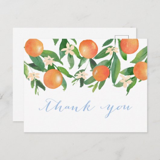 柑橘類の青い男の子ベビーシャワー感謝していユーズ ポストカード (正面/裏面)