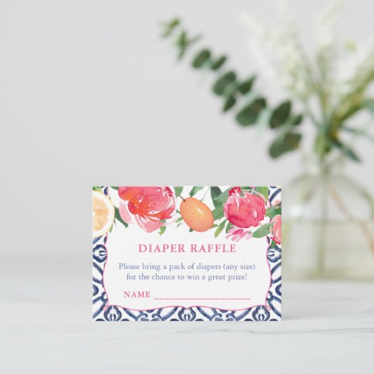 柑橘類はっきりしたおむつラッフル付き花 エンクロージャーカード (スタンド正面)