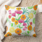 柑橘類はっきりしたのスライス付き明るいフローラ クッション (ブランケット)