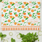 柑橘類アート手描きオレンジ柄 キッチンタオル (折り畳み)