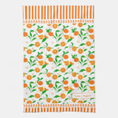 柑橘類アート手描きオレンジ柄 キッチンタオル (縦)