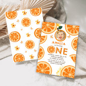柑橘類ウォーターカラーオレンジベビー1st誕生日 招待状