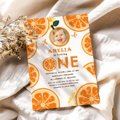 柑橘類ウォーターカラーオレンジベビー1st誕生日 招待状