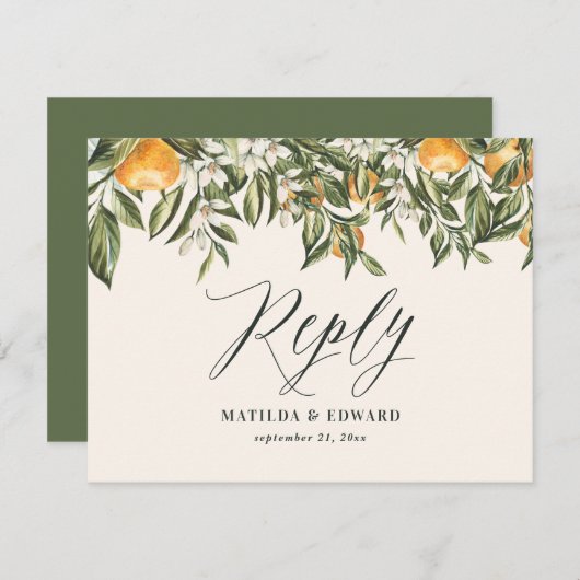 柑橘類オタニモダンカル素朴RSVP 出欠カード (正面/裏面)