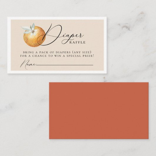 柑橘類オレンエレガントジおむつラッフルエンクロージャカード プレイスカード (正面/裏面)