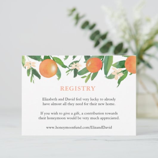 柑橘類オレンジのシャワーレジストリまたは詳細 エンクロージャーカード (スタンド正面)