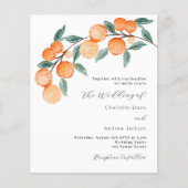 柑橘類オレンジのスクリプトバジェット結婚式招待状 (正面)