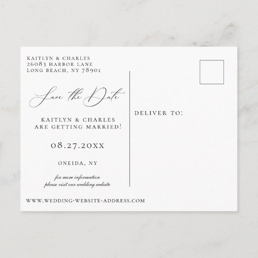 柑橘類オレンジのフローラ結婚式の日付を保存 案内ポストカード (裏面)