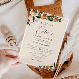 柑橘類オレンジの小さなかわいこちゃんベビーシャワー 招待状