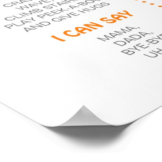 柑橘類オレンジの最初の誕生日マイルストーン ポスター (角)