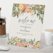 柑橘類オレンジの植物性のモダン素朴な歓迎 台座サイン (インサイチュ)