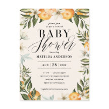 柑橘類オレンジの花バーチャルベビーシャワーパーティーポー