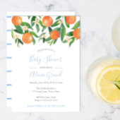 柑橘類オレンジパウダーブルーアクセント少年ベビーシャワー 招待状