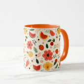 柑橘類オレンジフルーツ継ぎ目なしパターンフード マグカップ (正面右)