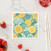 柑橘類オレンジフレッシュレモン&イエローグリーンサマー スタンダードカクテルナプキン (インサイチュ)