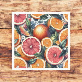 柑橘類オレンジフレッシュレモン&イエローグリーンサマー スタンダードカクテルナプキン